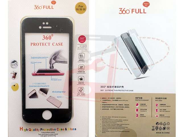Husa fata spate 360 grade protectie cu folie de sticla display iPhone 5G, 5S, SE
