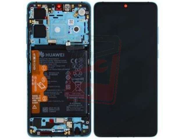 display cu touchscreen rama si acumulator huawei p30 aurora blue 02354hrh service pack